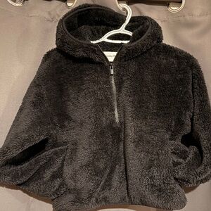 Sunday Best Black Fuzzy Half Zip hooded jacket
